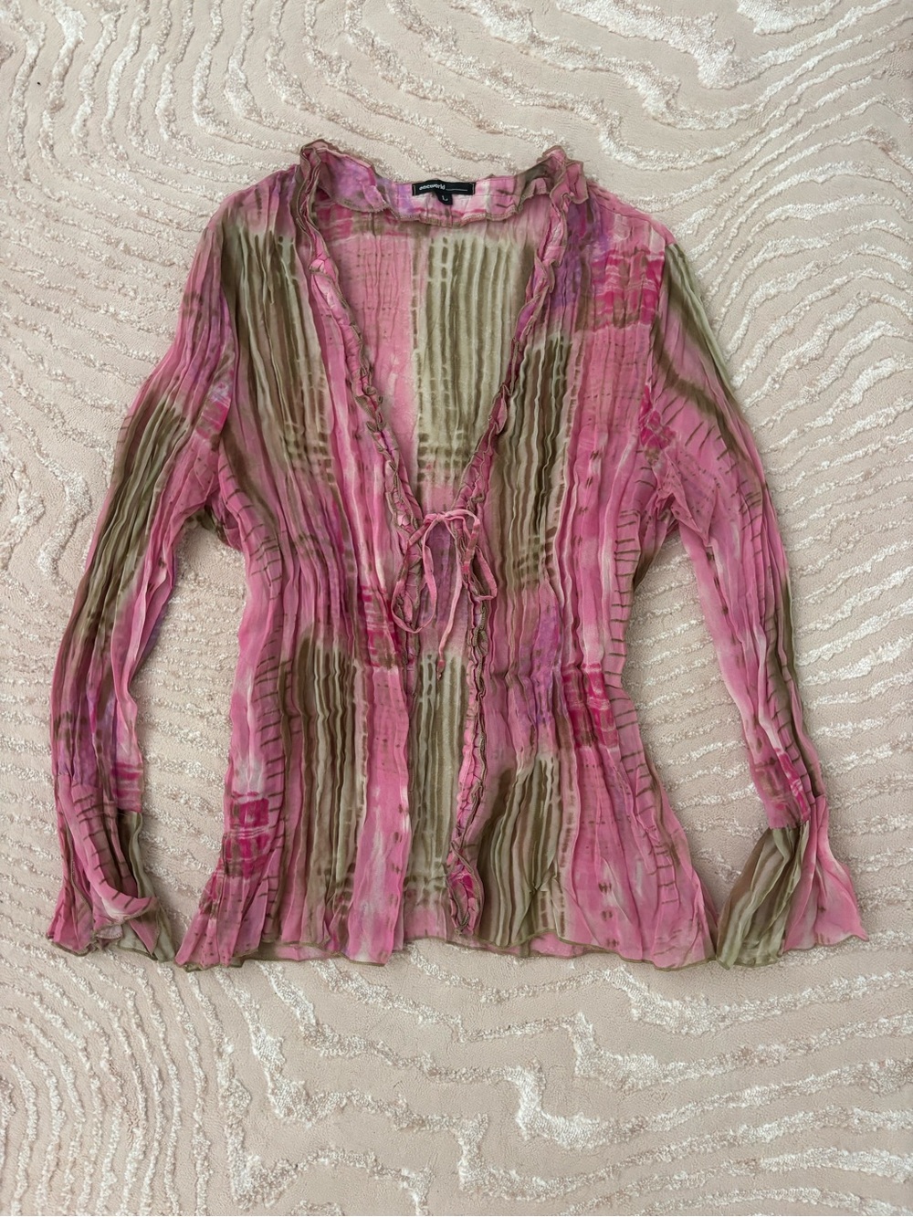 One World sheer pleated blouse
